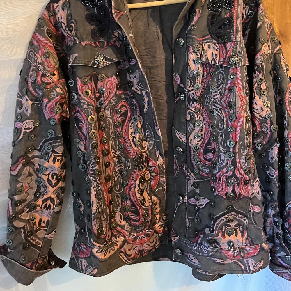 Free People Oversized Embellished Denim Jacket